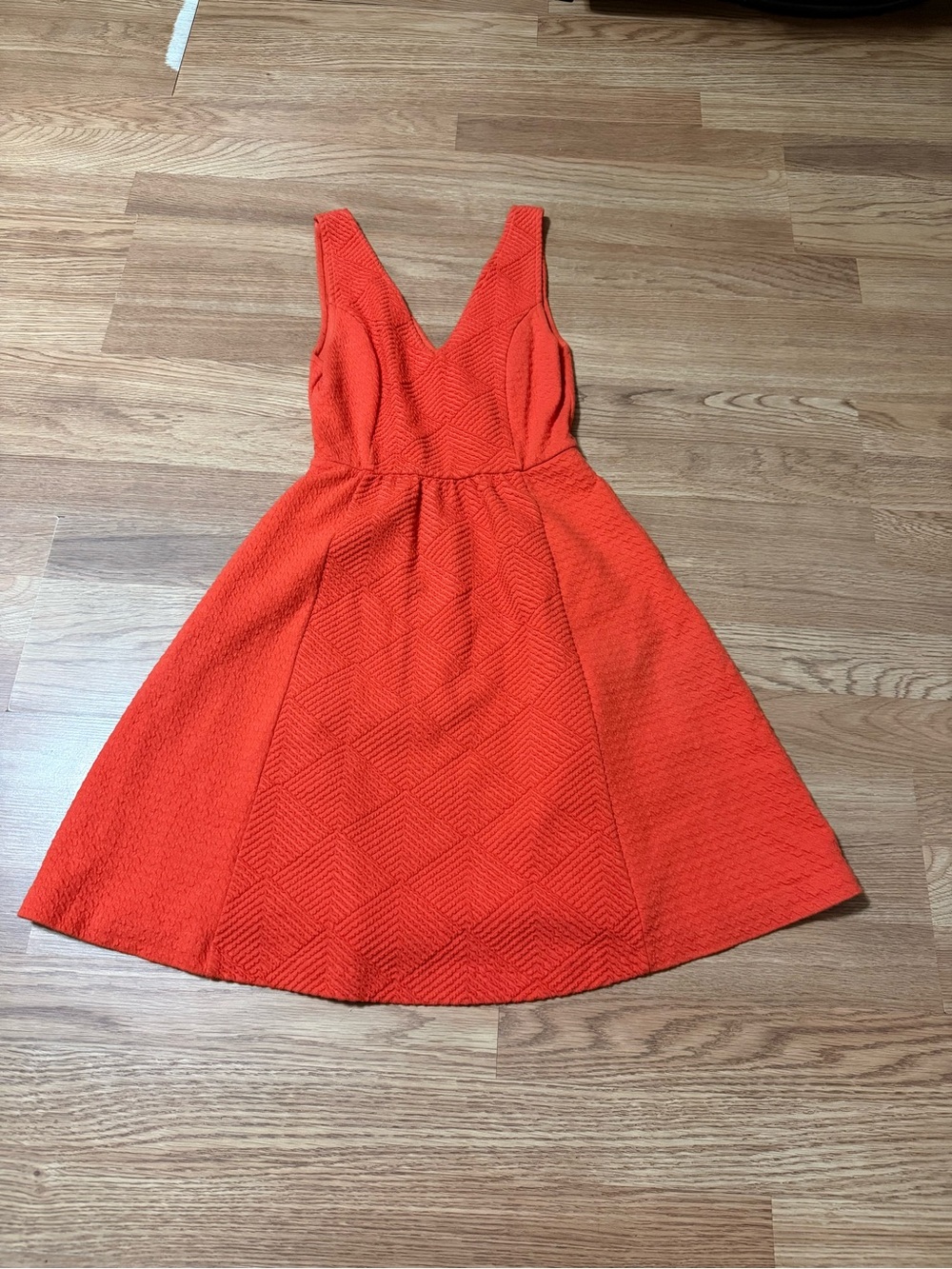 Maeve Bright Orange Textured V-Neck Mini Dress